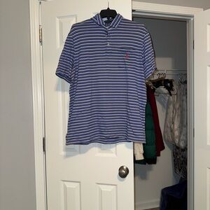Men's Blue Striped Polo Shirt
